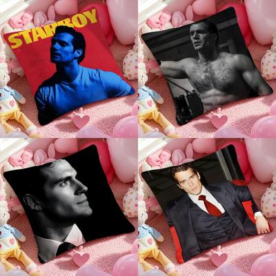 Henry Cavill Cushion Cover Anti-dustmite Pillowcase Invisible Zipper Silky Short Plush Sofa Cushion Cover
