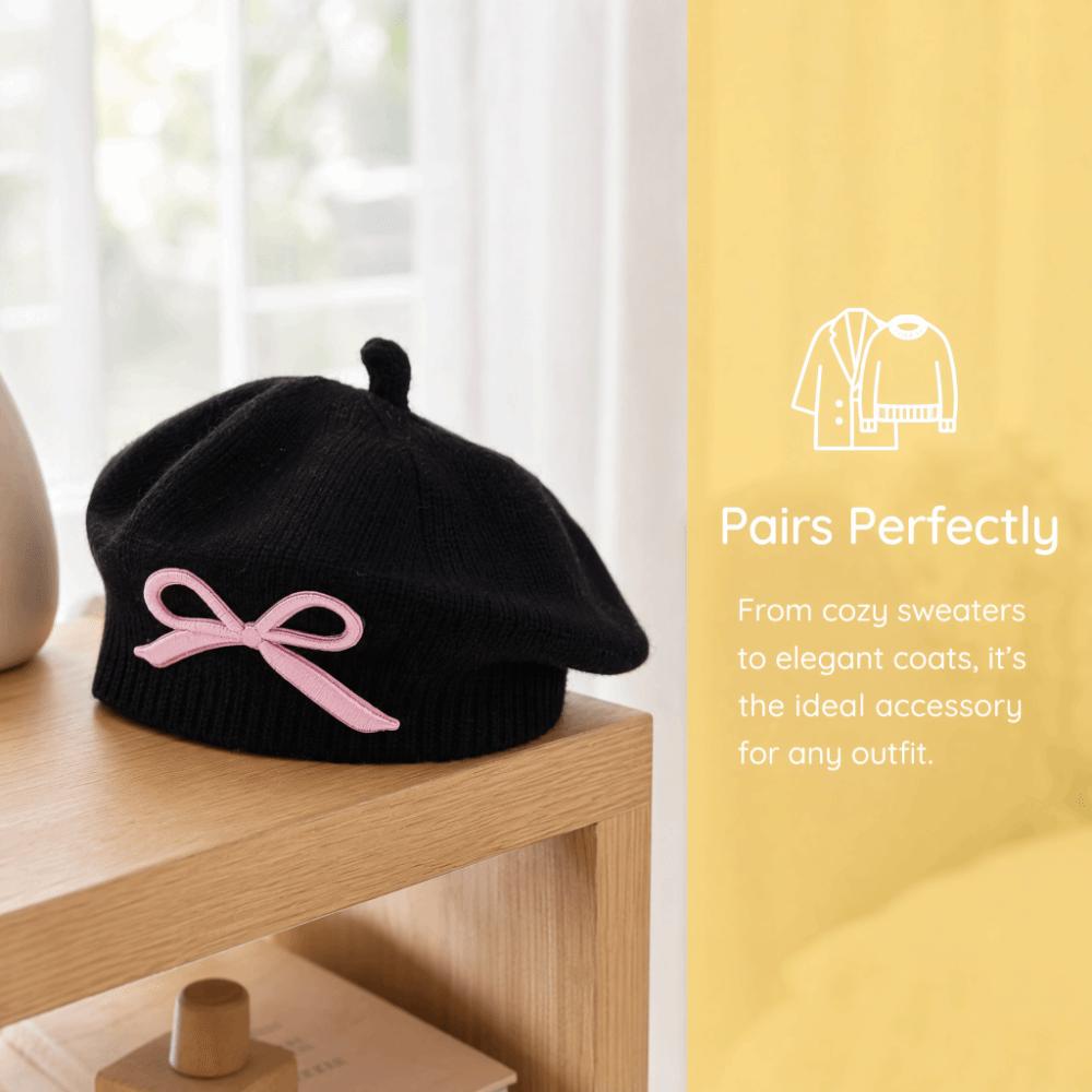 Bowknot Decoration Kids Beret Hat Cotton Toddler Warm Beanie Cute Girls Painter Cap Autumn Winter