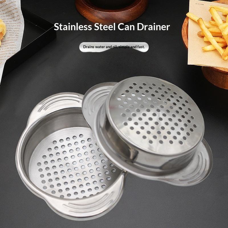 Universal Can Strainer Stainless Steel Can Colander Vegetable Fruit Can Strainer For Beans Vegetables Fruit Tuna серебряный