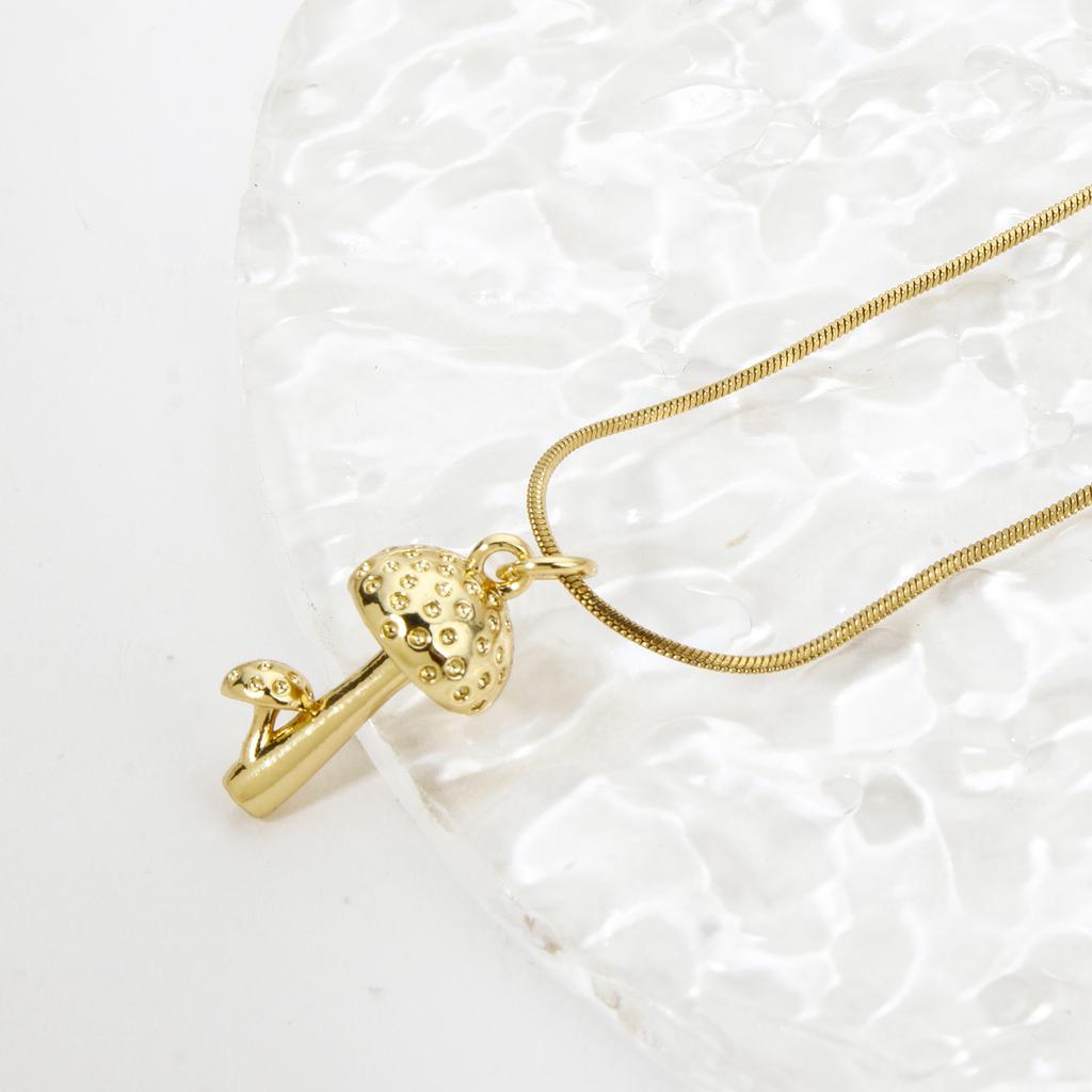 5 Piece Brass Charms 18K Real Gold Plated Mushroom 3D Pendants For DIY Necklace Bracelet Jewelry Making 23mm X 9.5mm