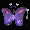 Led Butterfly Wings Light Up Angel Wings Kids Hair Bows Girl Headband Costume Girls Dress Props Party Angel Luminous Fairy Wings