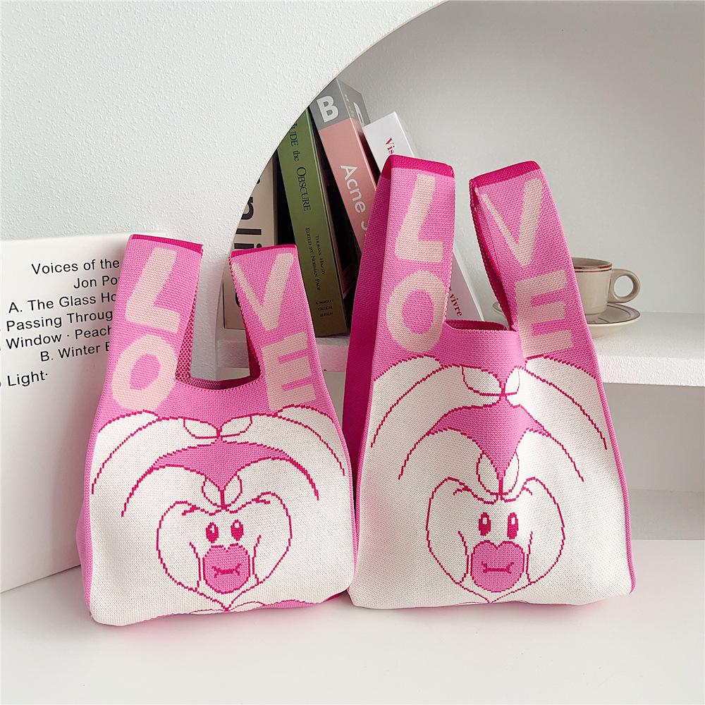 Knitted Mobile Phone Bag For Women In Spring And Autumn Cute Cartoon Versatile One Shoulder Diagonal Cross Bag Travel Coin Purse Small Handbag