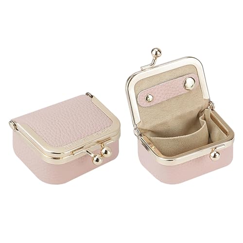 Royal Bagger Genuine Leather Mini Jewelry Box Women's Coin Purse Solid Color Kiss Lock Change Pouch Casual Style Small Storage Bag for Women 1894