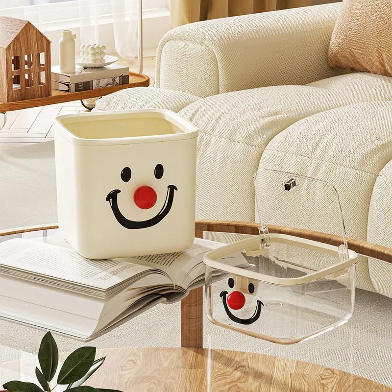 Creative Joker Smiling Face DIY Large Capacity Press Cap Garbage Bin Student Dormitory Living Room Bathroom Desktop Garbage Bin