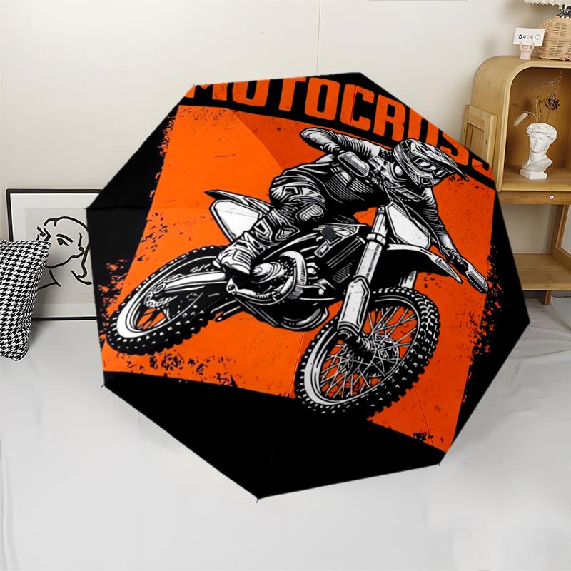 off road motorcycles Theme Automatic Umbrella, Lightweight & Portable, 8 Rib, Perfect for Outdoor Travel, Birthdays, Christmas, Gifts.