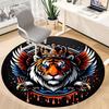 1PC Tiger Crown Emblem Office Round Rug, Non Slip, Soft and Durable Office Rug for Interior Decoration, Perfect for Office