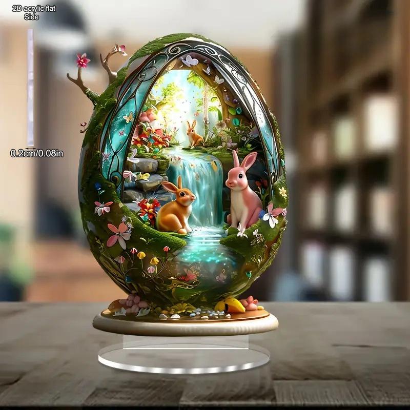 Rabbit, Egg Desktop Decoration, Floral Accents, Home Decoration and Office Decoration. Ideal Gift for Family and Friends, Nurseries, Home Desk