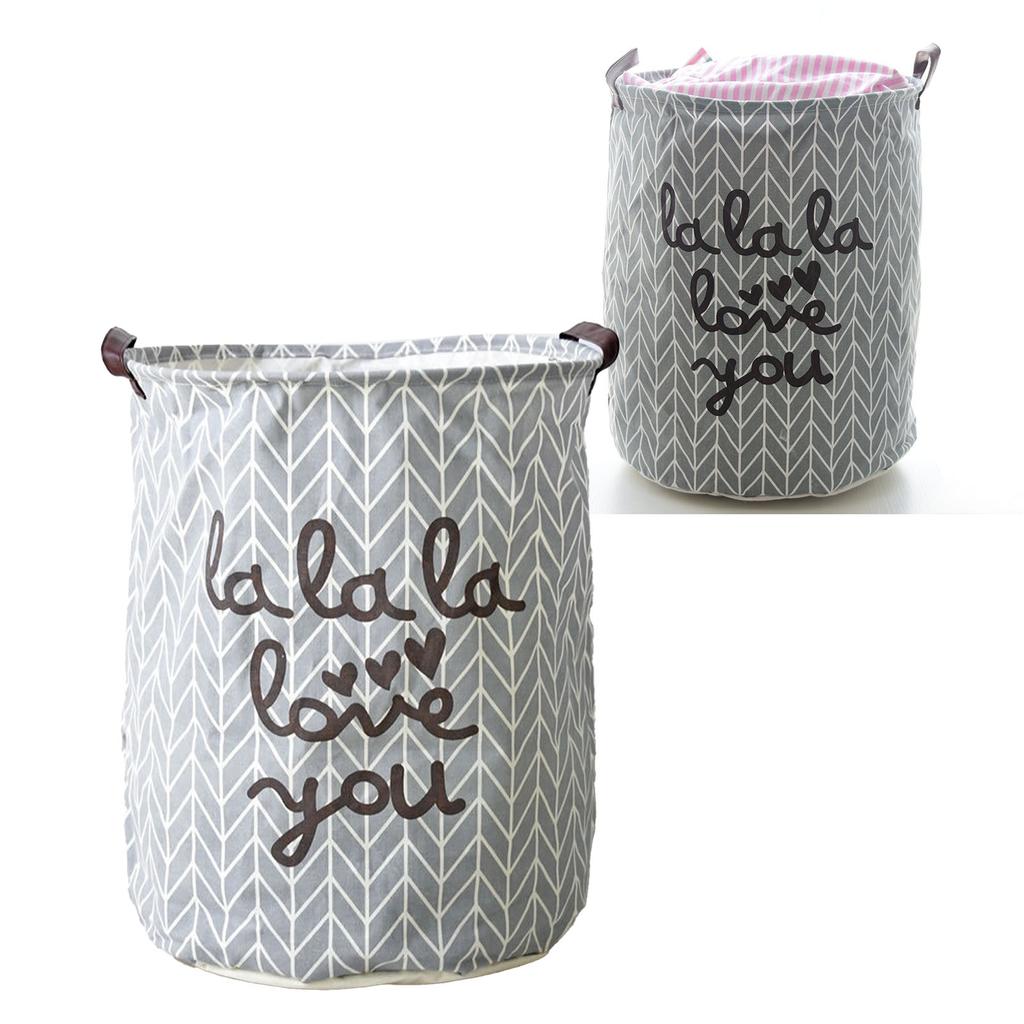 Laundry Basket Cotton Linen Foldable Round Dirty Clothes Storage Bag Folding Laundry Hamper for