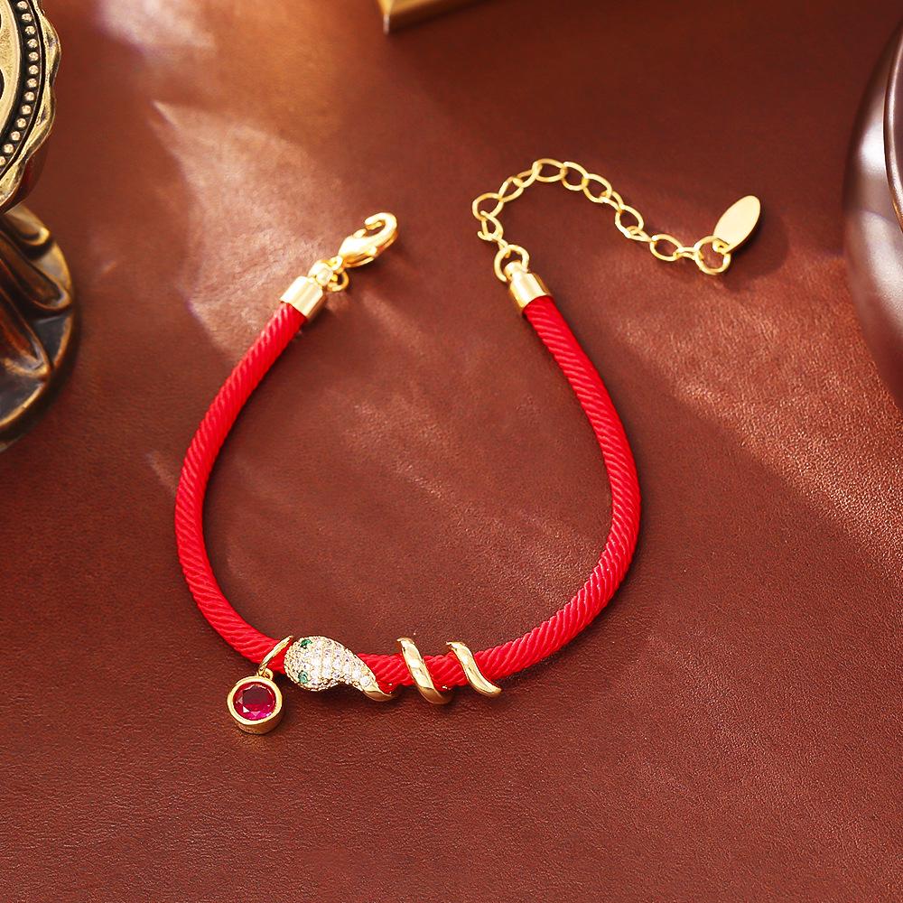 Chinese Zodiac Snake Red String Bracelet: Festive, Romantic, Ethnic Style Hand Ornament