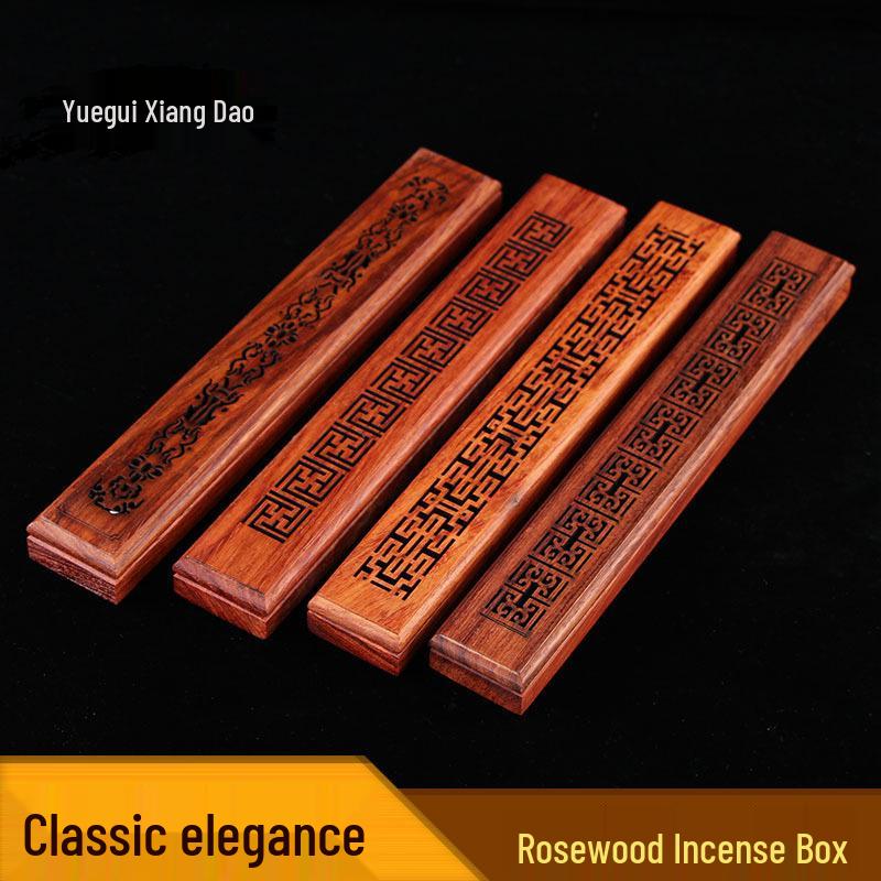 Vietnamese Rosewood Incense Burner - Hollow Red Wood Agarwood Incense Stick Holder and Ceremony Gift