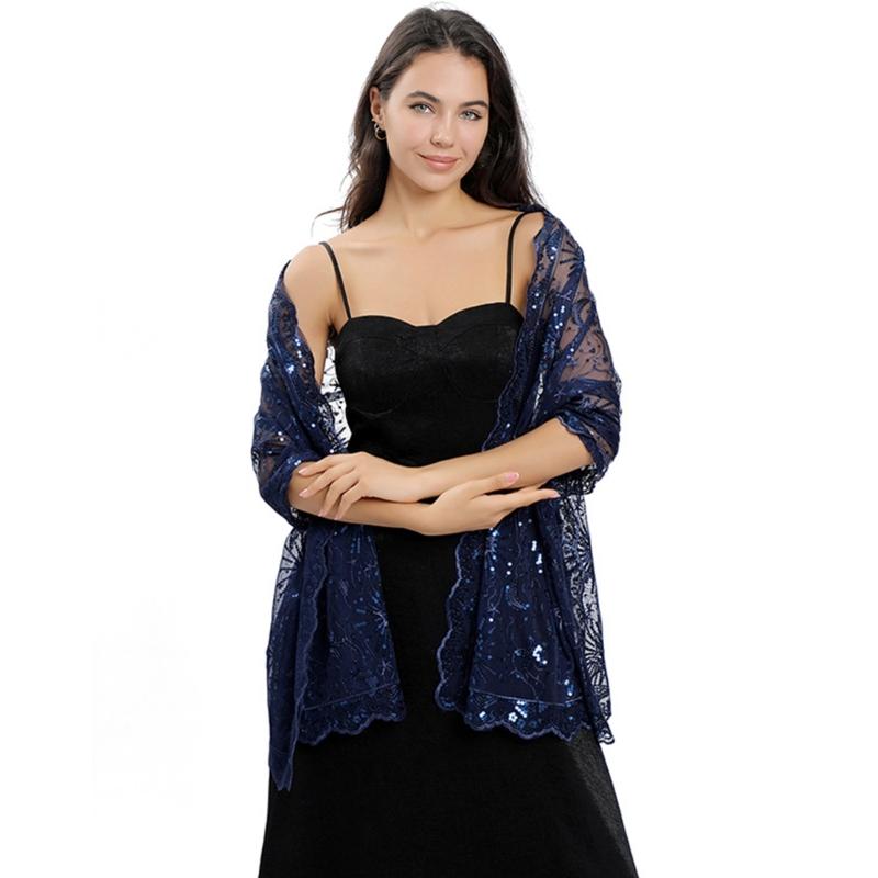 Woman Sequins Decor Embroidery Scarf for Summer Wedding Party Sunproof Supplies