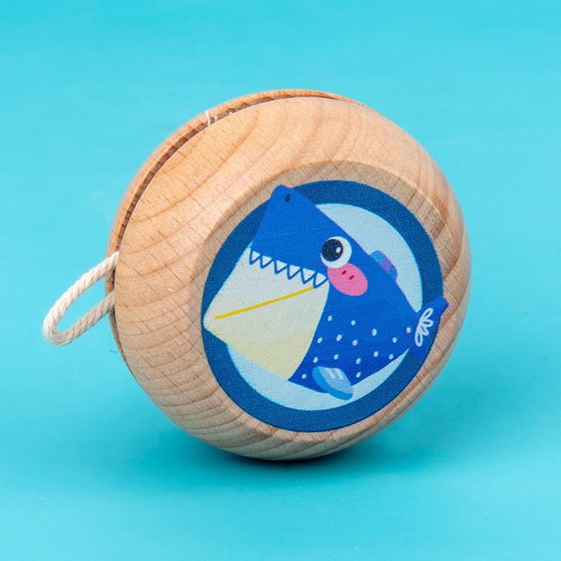 Wooden Yo-yo Cartoon Animal Puzzle Yo-yo Boy Girl Pull Rope Classic Nostalgic Toy