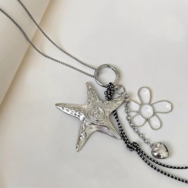 

Silver starfish flower neck necklace long 0 new high-end simple collarbone chain temperament versatile accessories