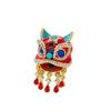 Chinese Style Red Lion Dance Brooch - Women's Luxury Festive Accessory