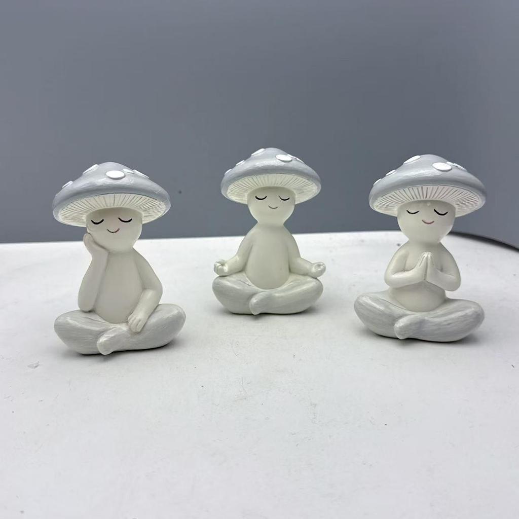 Yoga Mushroom Resin Ornament for Home or Garden Decor