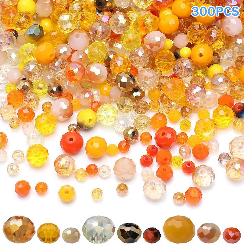 300Pcs Mixed Sizes Crystal Rondelle Light Ab Gems Loose Beads Clear Crystal Glass Crafts Shiny Jewelry Diy Necklace Kit