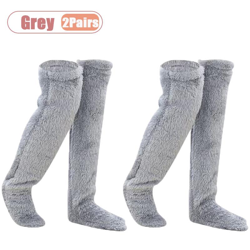 Xiaomi 1-4Pairs Women Over Knee Fluffy Socks Soft Plush Warm Thermal Leg Warmers Long Boots Socks for Home Indoor Floor Casual Winter