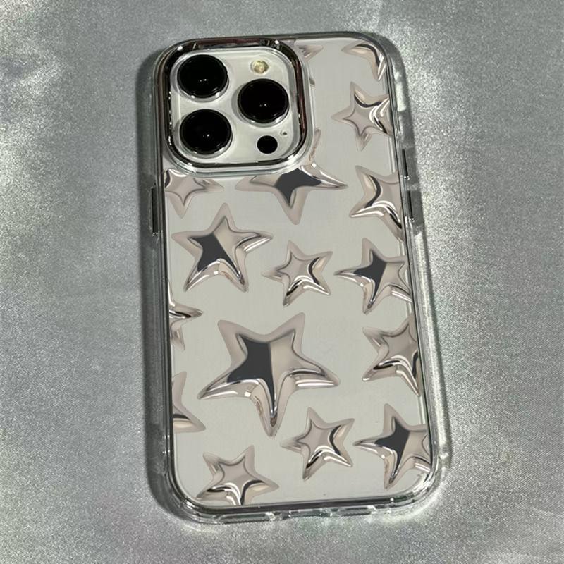 Custodia Trasparente con Fantasia Trendy Stella Brillante per iPhone 17 Air 16 e 15 14 13 12 11 Pro Max Plus SE Cover Posteriore