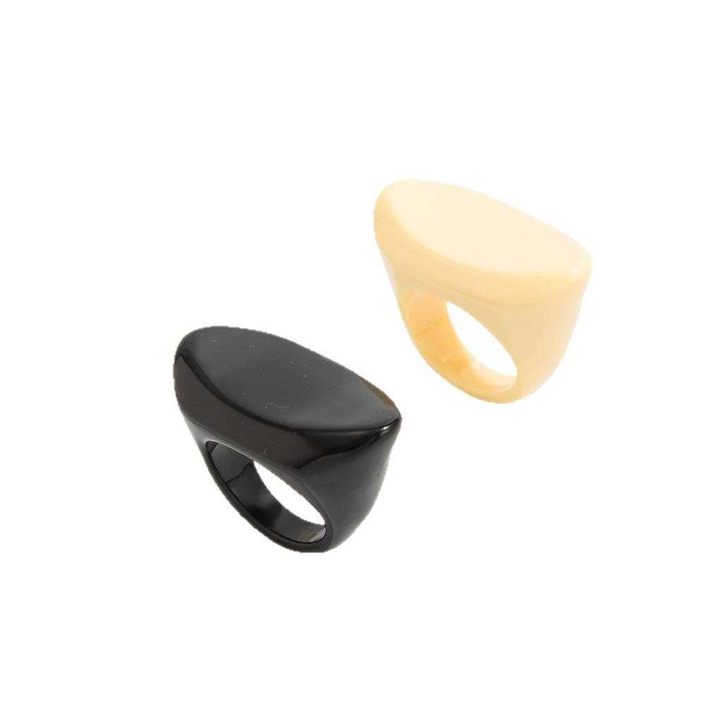 Design Color Geometric Oval Section Resin Ring, Stylish Smudge Acrylic Ring