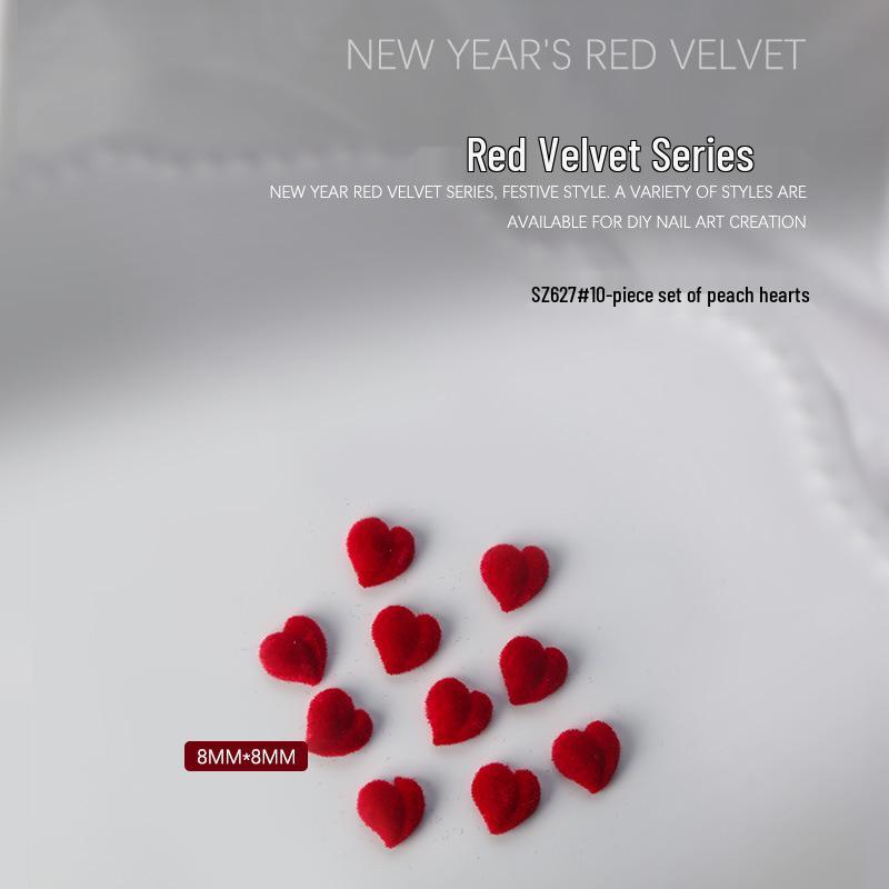 

Новогодние красные акриловые украшения для ногтей в виде сердец и звезд - Набор из 10 штук