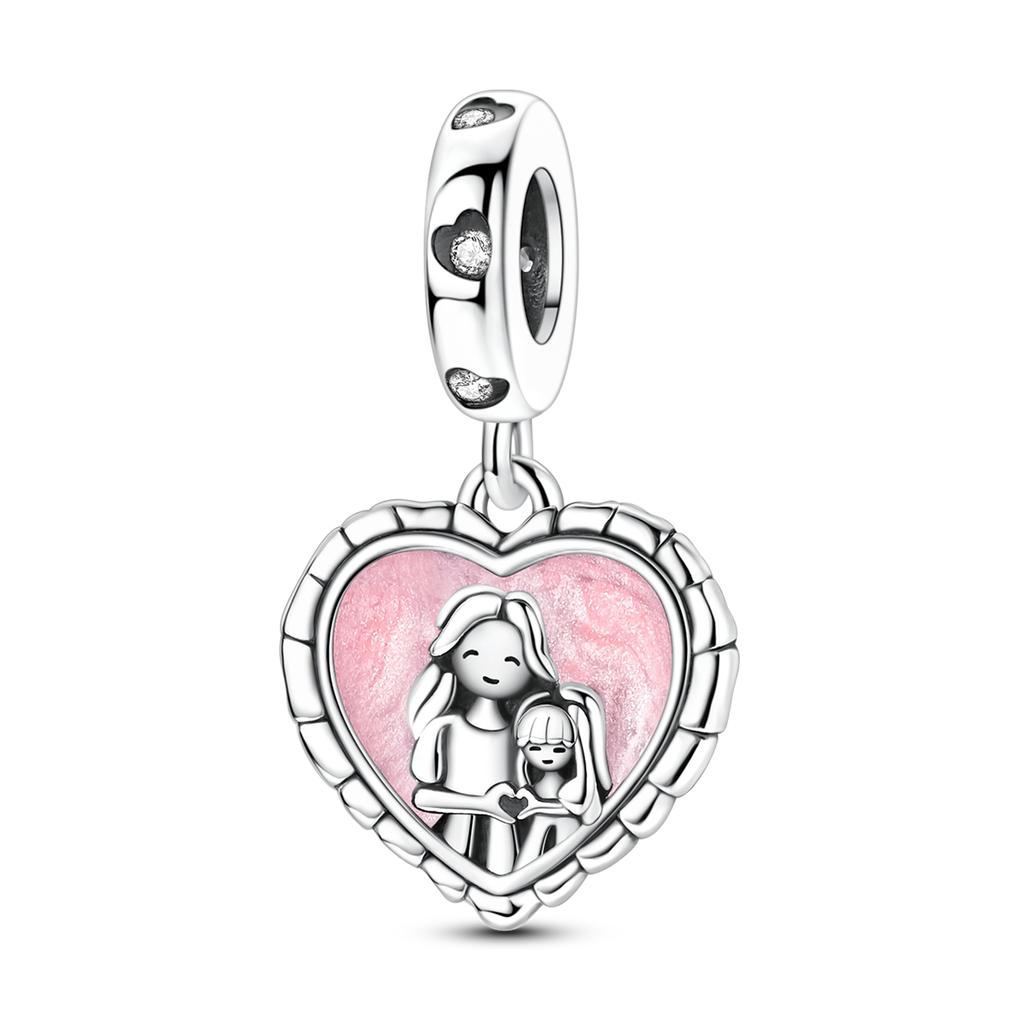 Mother's Day 925 Silver Charms Warm LOVE MOM Beads Pendant Fit Bracelet Diy Woman Jewelry