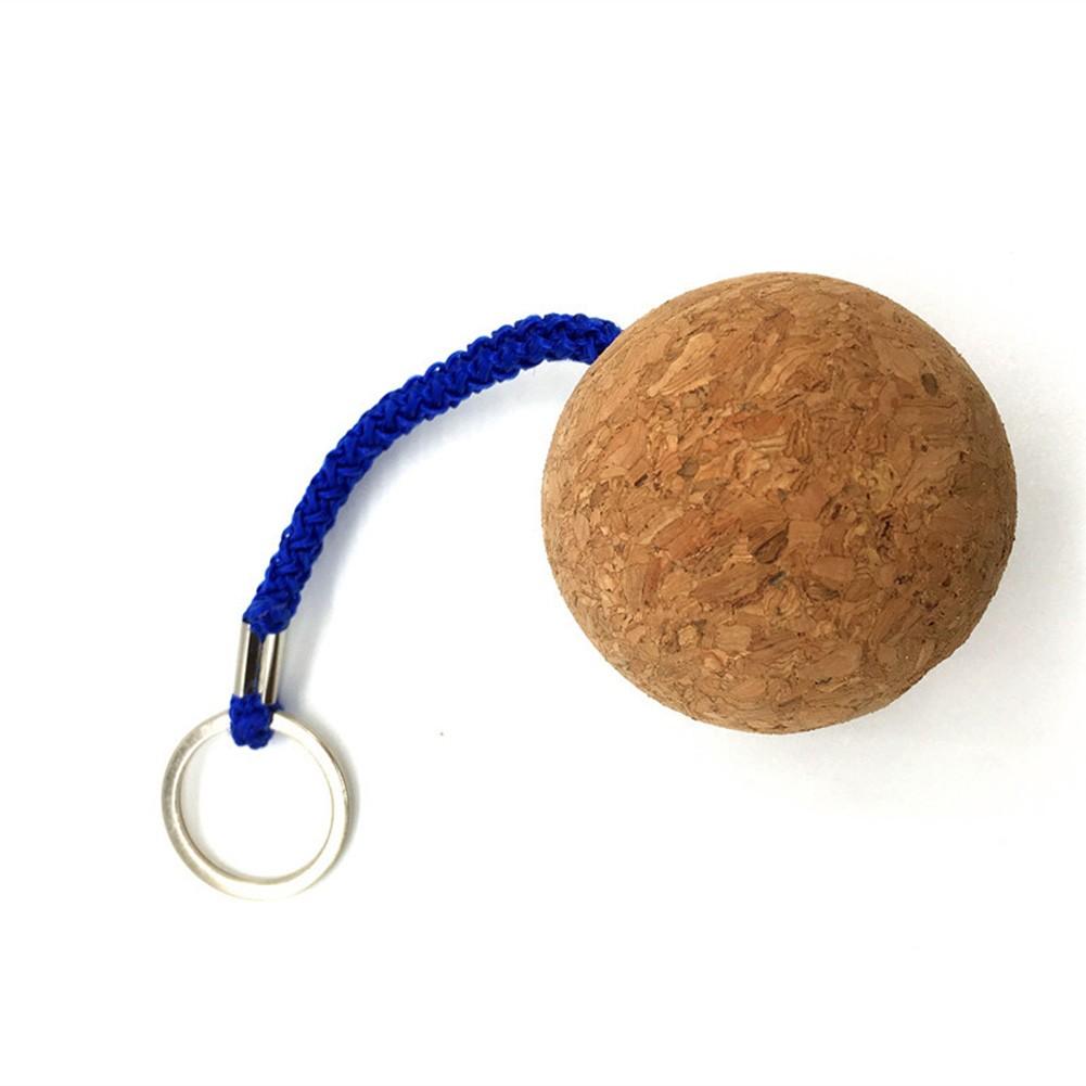 Round Floating Cork Keyring Ball Wooden 2pcs Accessories
