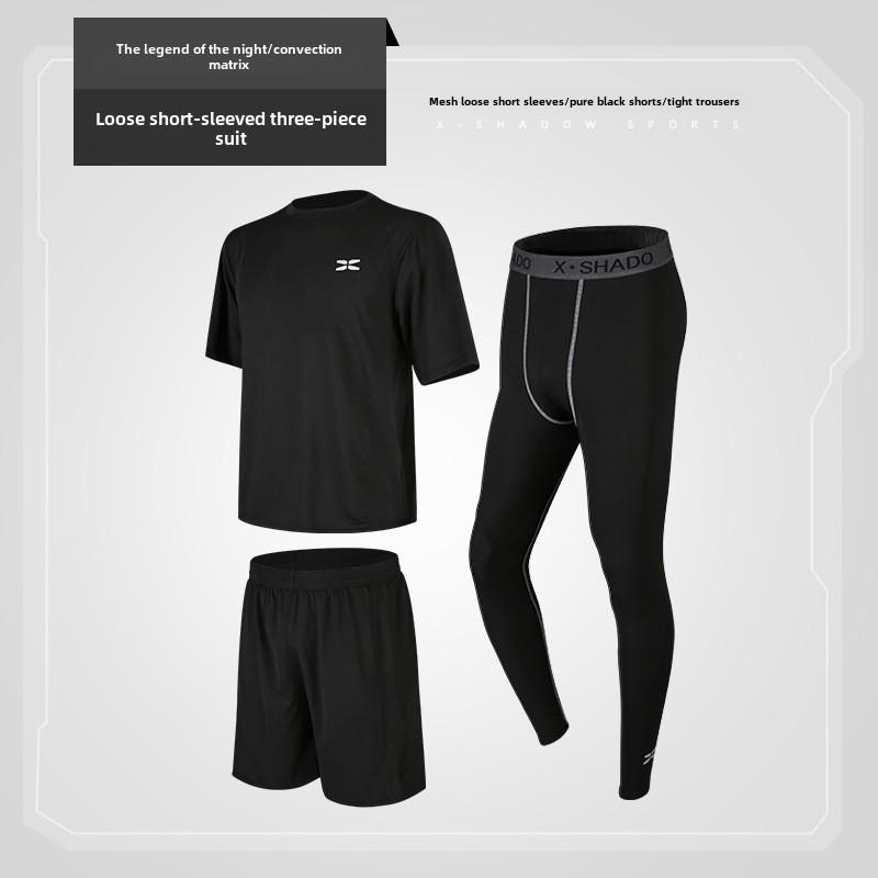 Men's Casual Fitness Running Suit: Shorts & Short-Sleeved Tights for Yoga & Training