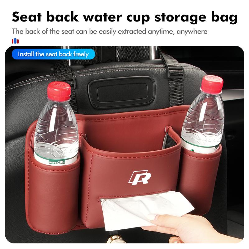 Car Seat Back Leather Hanging Tissue Water Cup Storage Bag For Volkswagen VW Golf Polo 4 5 6 Passat B5 B6 B7 CC Jetta Tiguan Zj5