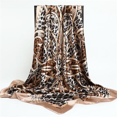 90*90Cm Square Silk Scarf Women Shawl Leopard Print Hijab Female Luxury Square Lady Muffler Bufanda Bandanna Echarpe Tie Bag