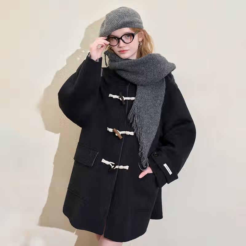 Westlink Women's Color-Block Hooded Toggle Wool Coat