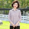 PaSiTe Women's Striped 3/4 Sleeve Button-Up Shirt