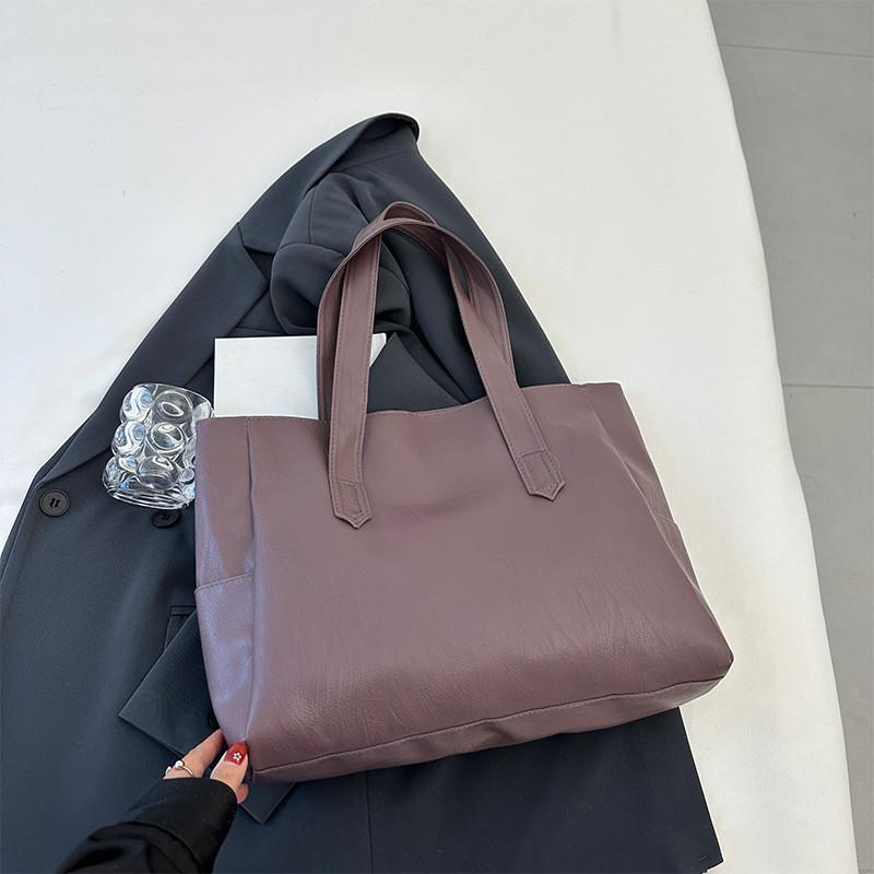 Stylish Pu Tote Bag With Soft Leather Feel Spacious Casual Shoulder Bag In Trendy Colors