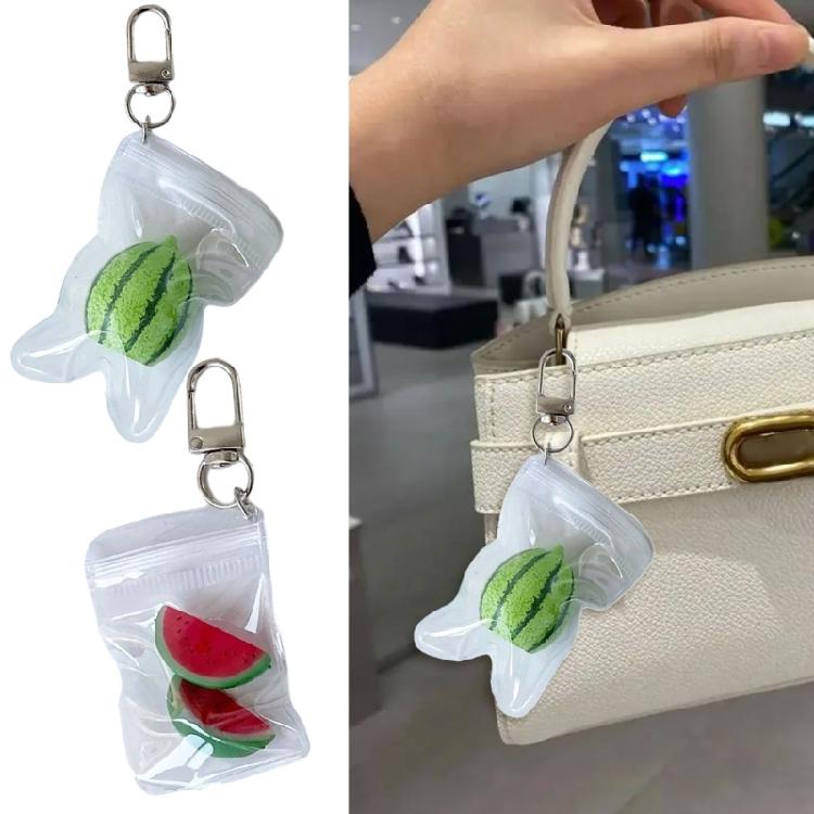 Summer Korean Style Watermelon Keychain Sturdy Alloy Key Ring Cute Phone Charm Gift For Teens
