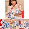 Creative Blue And White Porcelain Pattern Design Small Horse Plush Toy Pendant For Collectors And Gifts