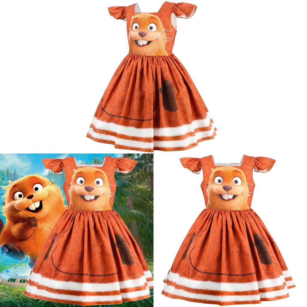 Hoppers Kinder Biber Verwandlung Cosplay Kleid Mit Cartoon Aufdruck Für Kinder Alter 3 Bis 8