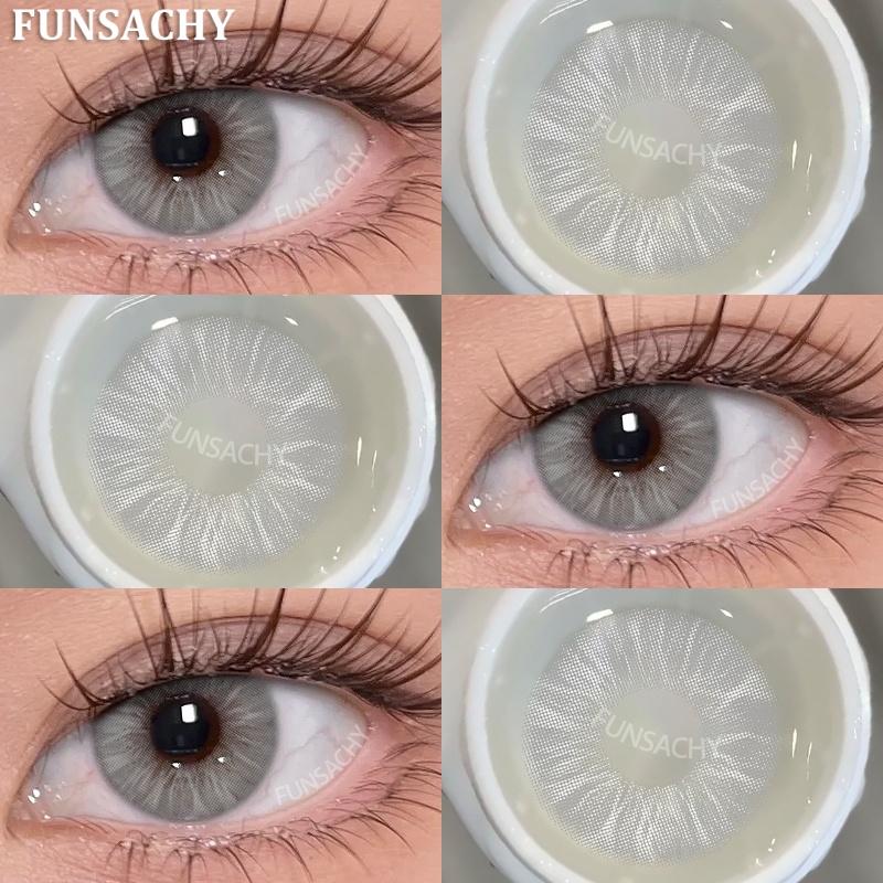 FUNSACHY 2PCS Contact Lenses Fashion Korean Brown Lenses for Eyes Grey Colored Contacts Cosmetics Blue Beauty Pupil Yearly Use