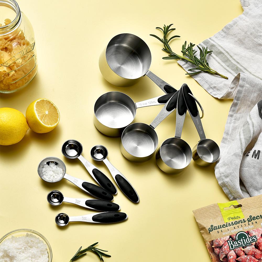 10Pcs Stainless Steel Measuring Cups And Spoons Set Kitchen Accessories For Baking Cake Cooking Making Measuring Kitchen Tools