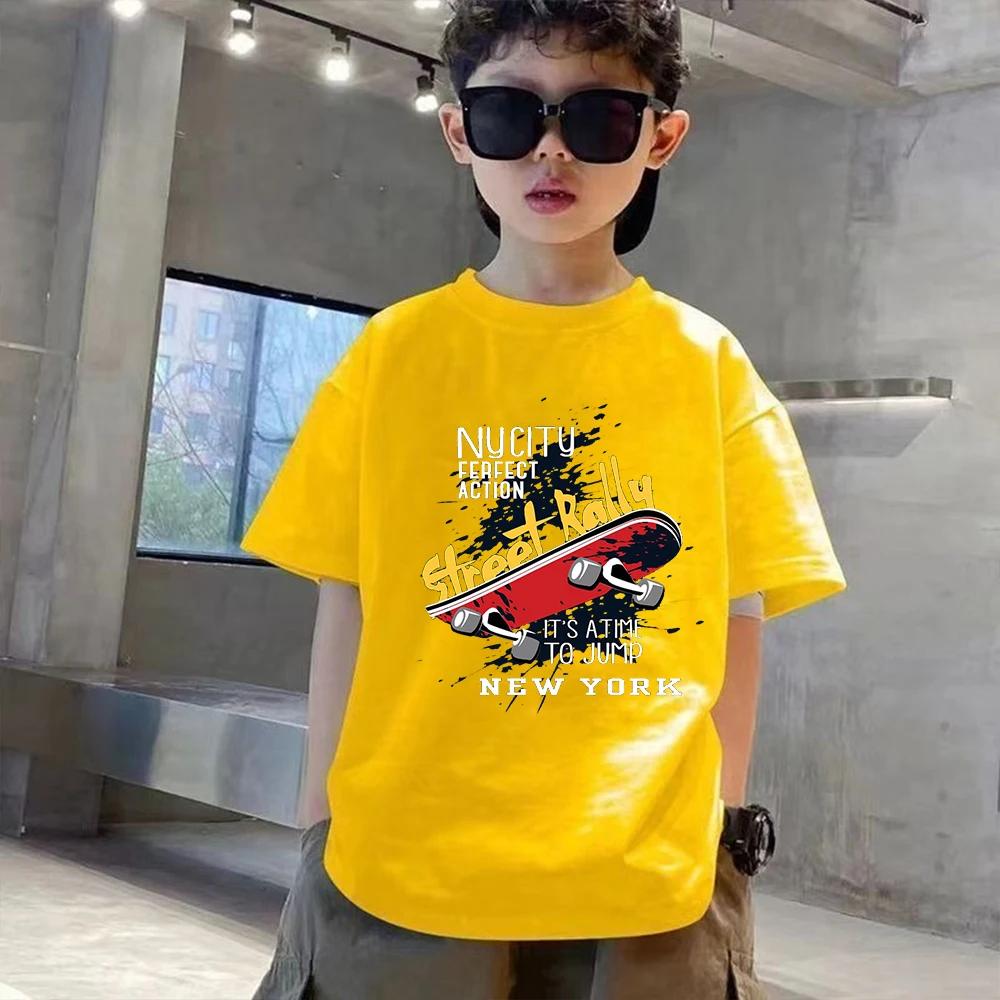 Summer Breathable Cotton Children TShirt Design Fashion Scooter Print Boys Tees Top Kid Clothes Short Sleeve Teenagers Tshirts