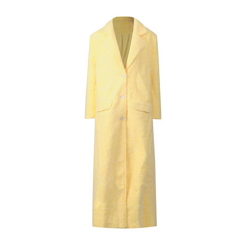 Simple High-end Fashion Suit Long-sleeved Lapel Woolen Windbreaker Coat + Short Skirt Women