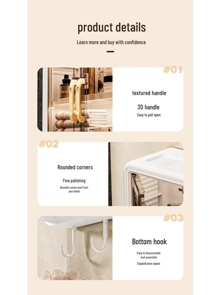 Rotating Wall-Mounted Bathroom Cabinet: No-Drill, Dustproof, Magnetic Door for Cosmetics and Medicine Storage