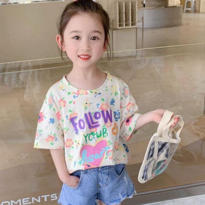 Girls Summer Short Sleeve T Shirt Cute Casual Basic Tee Kids Comfortable Top For Girls 100