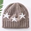New five-pointed star rabbit velvet soft and comfortable double-layer warm wool hat soft waxy knitted hat