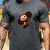 Cute Cheburashka Monkey T Shirt Unisex Russian Cartoon Cyrillic Text Art Print Cotton Animation Lover Outdoor Casual Tee