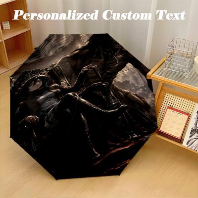 Windproof Folding Umbrella, 8‑Rib Auto Open Close Attack On Titan Umbrella for Rain Sun Protection