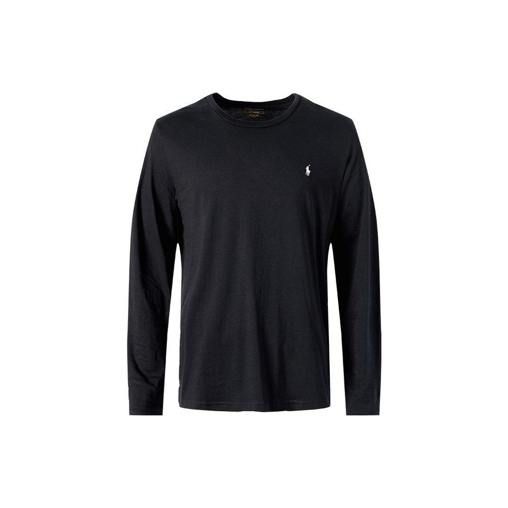 Polo Ralph Lauren SS22 Solid Color Logo Embroidered Crew Neck Long Sleeve T-Shirt Men T-Shirts Black 714844759-001