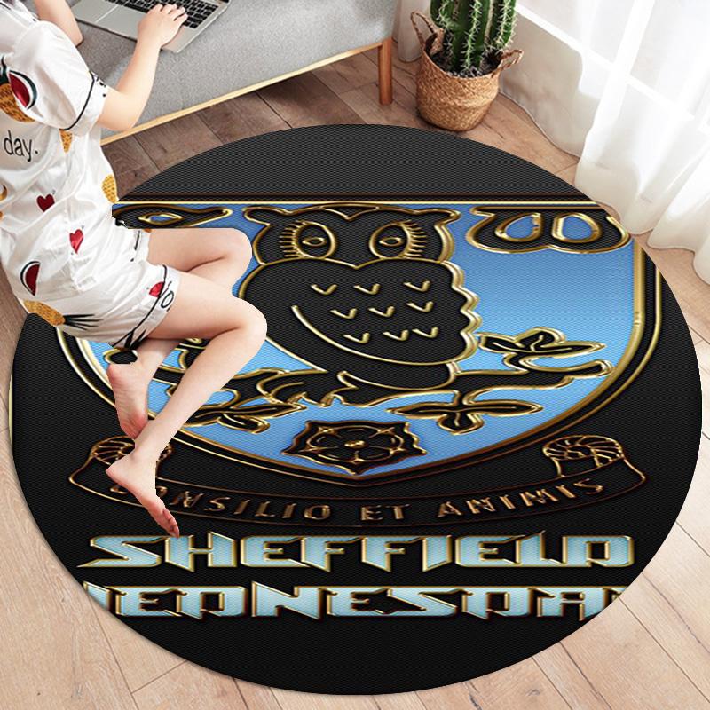 Sheffield Wednesday Football Club Round Area Rug,Carpet Rug for Living Room Bedroom Sofa Playroom Decor,Non-slip Floor Mat
