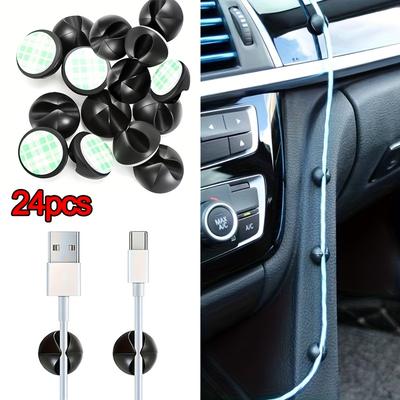 24 PEÇAS Clips de Gerenciamento de Cabos para Painel de Carro Universais Plástico Autoadesivo Suportes para Fios e Cabos