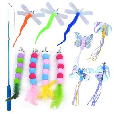 Interactive Cat Toy Telescopic Cat Fishing Pole Toy For Indoor Cats Handheld Teaser Wand With Replacement Heads Pet Supplies