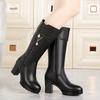 2025 Winter Women's High-Heeled Round Toe Martin Boots with Fleece – Stylish and Warm