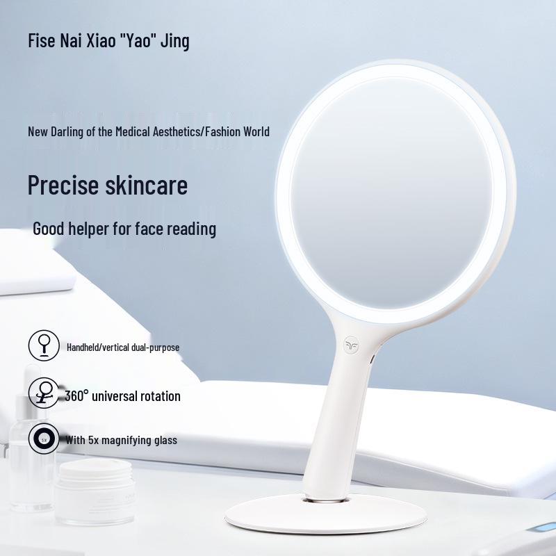 Feise Durable Handheld Vanity Mirror with LED Light